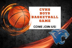 boys basketball ad for CVHS with cougar logo